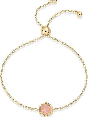 Quartz Yellow Gold 14K Gold Plated Hexagon Gemstone Bracelet